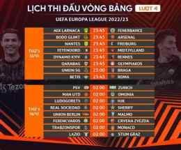 ảnh chụp màn hình lịch thi đấu bóng đá europa league