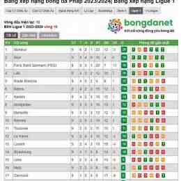bảng xếp hạng bóng đá pháp ligue 1