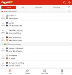 giao diện app bóng đá fun