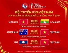 giao diện app lịch bóng đá u19 việt nam