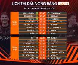 giao diện app lịch thi đấu bóng đá europa league