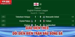 giao diện app livescore trực tiếp bóng đá