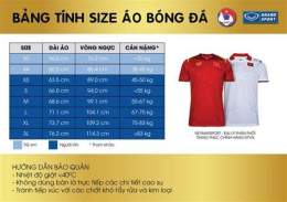 giao diện app size áo đá bóng