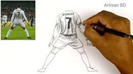 giao diện app vẽ cầu thủ bóng đá ronaldo