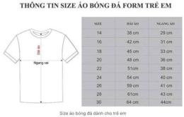 hướng dẫn sử dụng size áo bóng đá