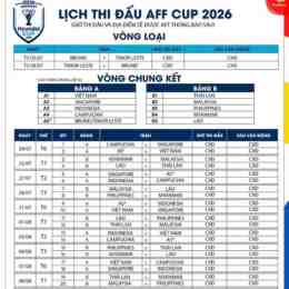 lịch bóng đá asean hyundai cup