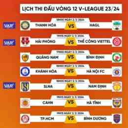 lịch thi đấu bóng đá vleague